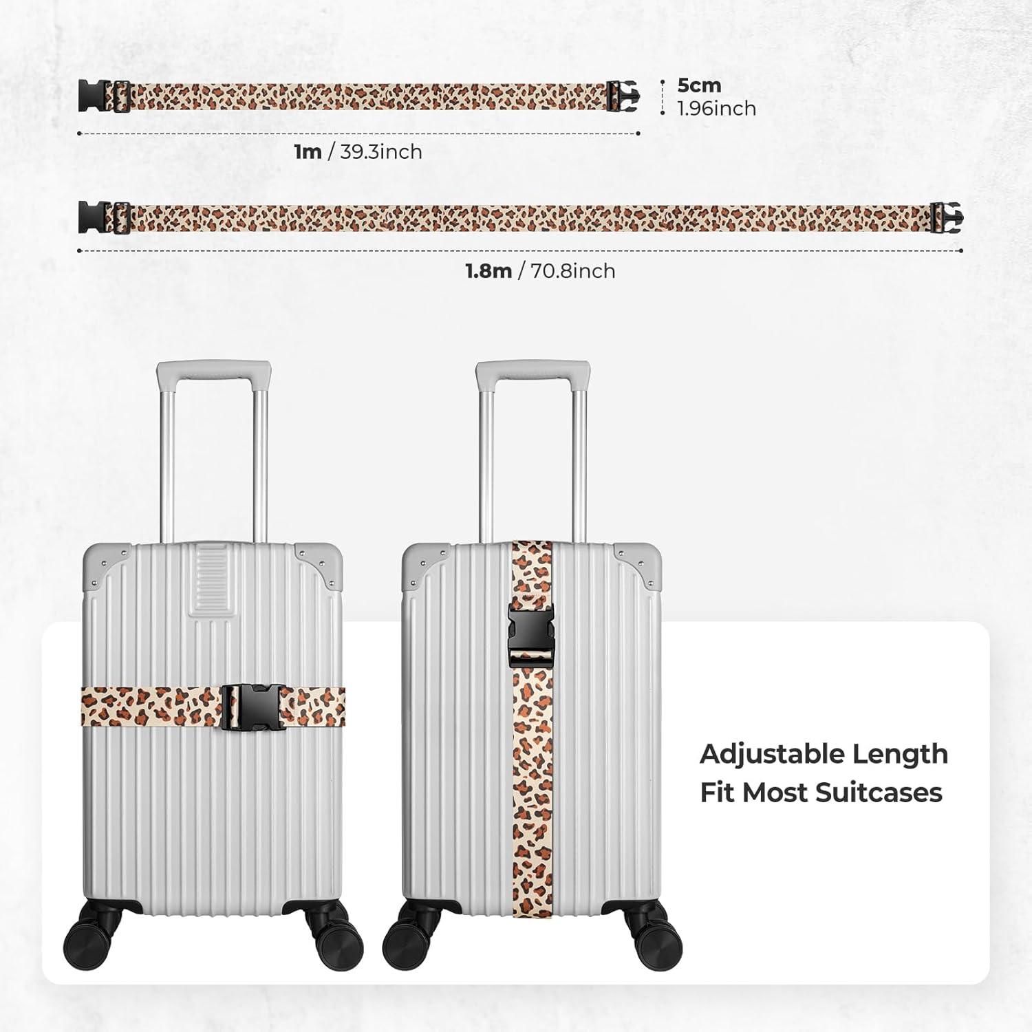 image:imageVULKIT 2 Pack Adjustable Luggage Straps Heavy Duty Belts for Secure Luggage amp Easy Identification Travel Accessories Blue MarbleLeopard