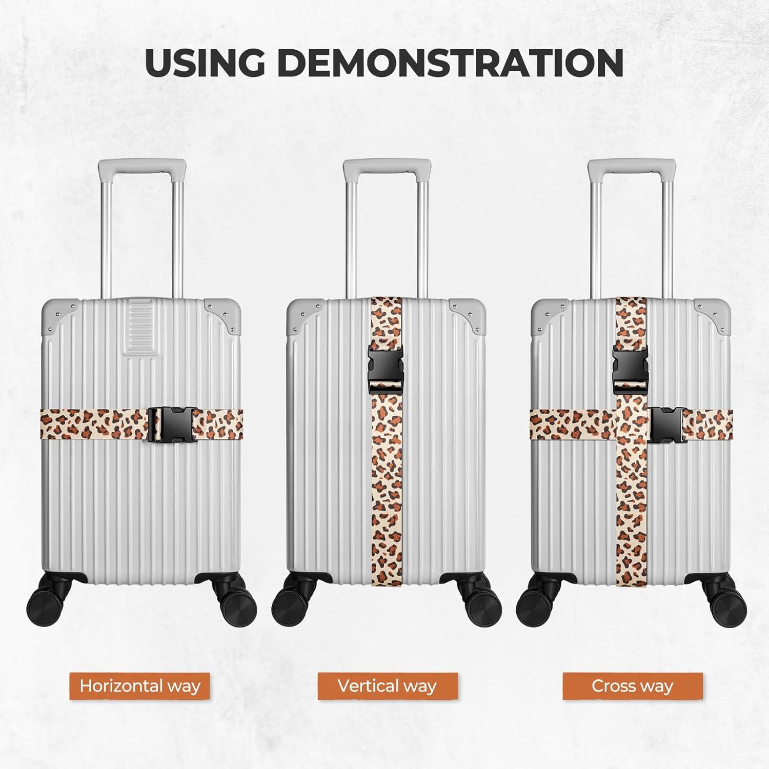 image:imageVULKIT 2 Pack Adjustable Luggage Straps Heavy Duty Belts for Secure Luggage amp Easy Identification Travel Accessories Blue MarbleLeopard