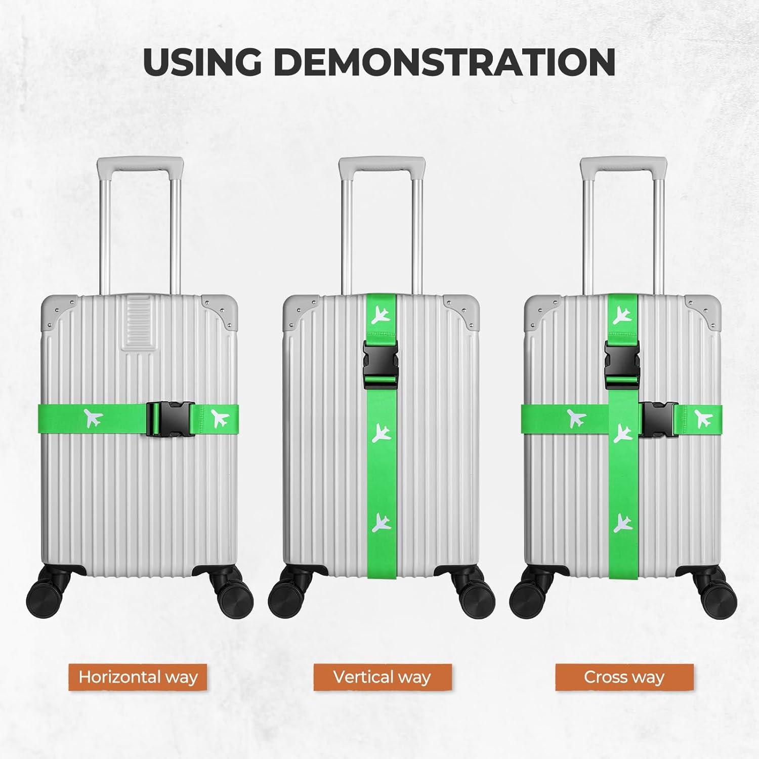 image:imageVULKIT 2 Pack Adjustable Luggage Straps Heavy Duty Belts for Secure Luggage amp Easy Identification Travel Accessories Blue MarbleNeon Green