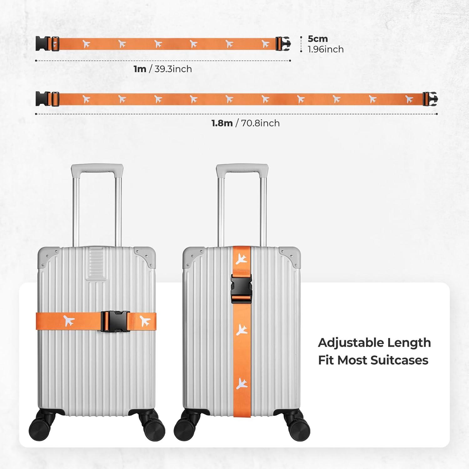 image:imageVULKIT 2 Pack Adjustable Luggage Straps Heavy Duty Belts for Secure Luggage amp Easy Identification Travel Accessories Blue MarbleOrange