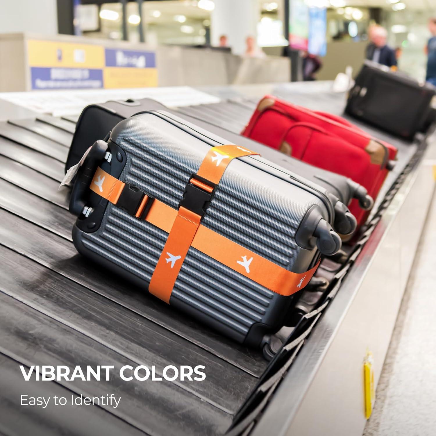image:imageVULKIT 2 Pack Adjustable Luggage Straps Heavy Duty Belts for Secure Luggage amp Easy Identification Travel Accessories Blue MarbleOrange