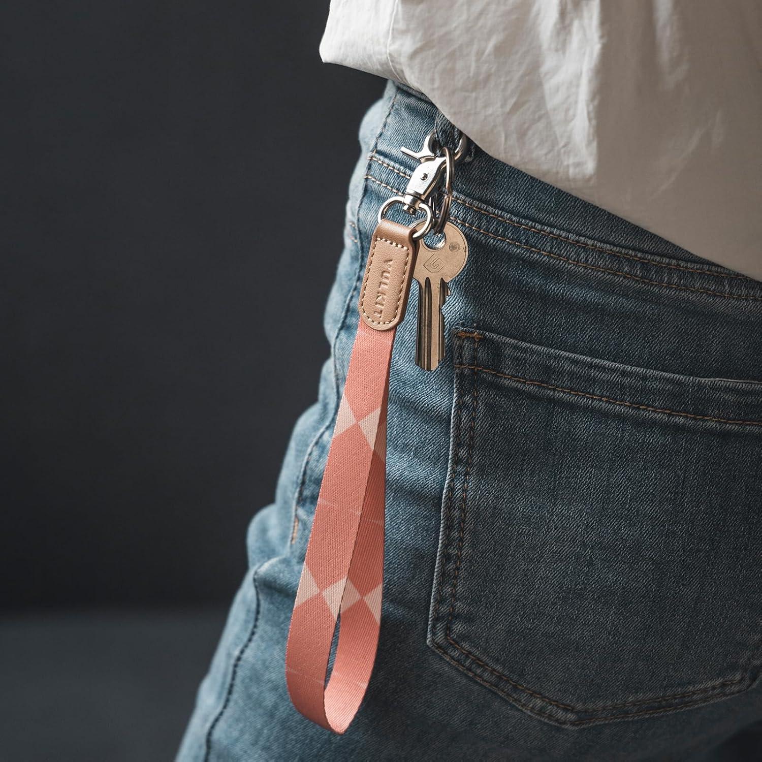 image:imageVULKIT Keychain Wristlet Wrist Lanyard Strap for Keys ID Badge amp Wallet Holder Keychain Clip amp Lanyard HookRhombic Pink