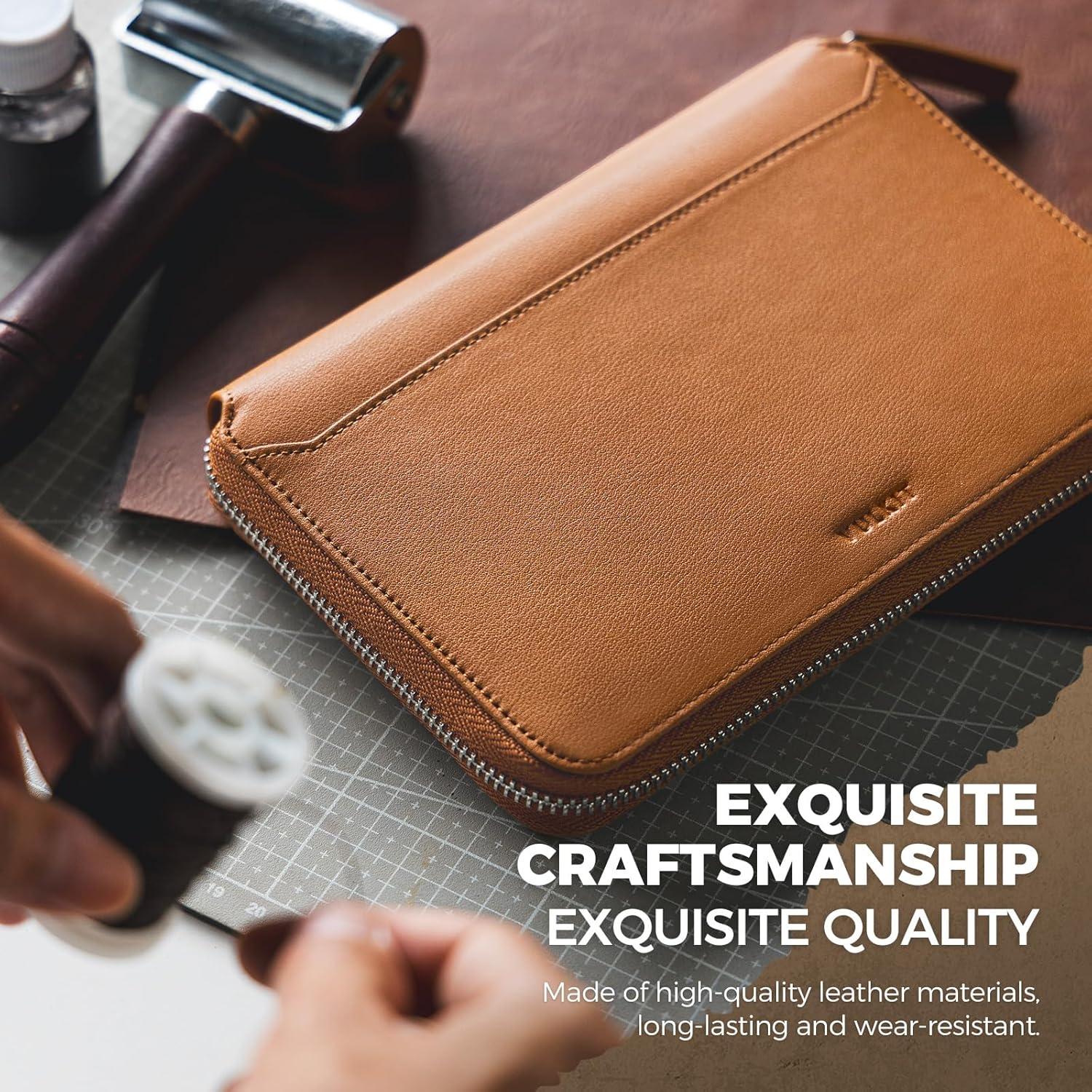 image:imageVULKIT Leather Passport Holder for 48 Passports Family Passport Wallet with Zipper Travel Documents Organizer for Men or WomenEspressoBrown