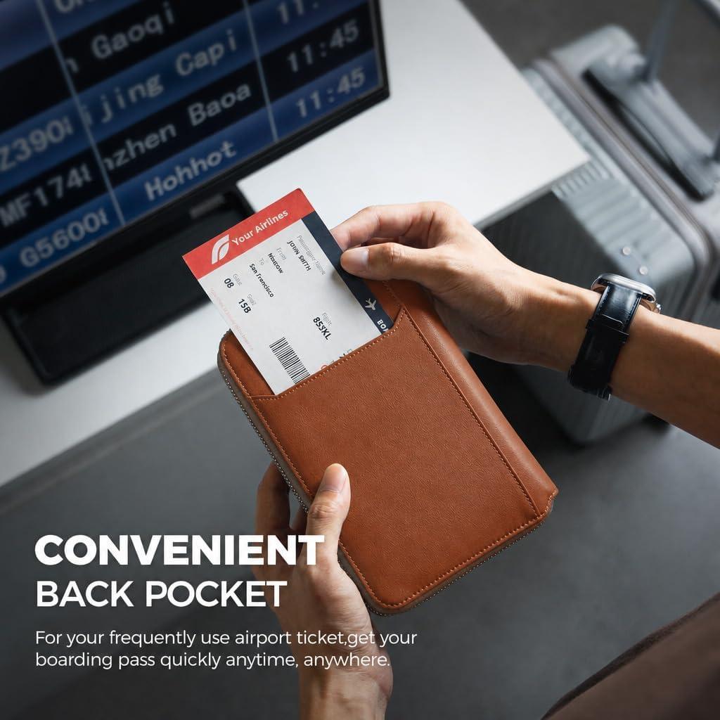 image:imageVULKIT Leather Passport Holder for 48 Passports Family Passport Wallet with Zipper Travel Documents Organizer for Men or WomenEspressoEspresso