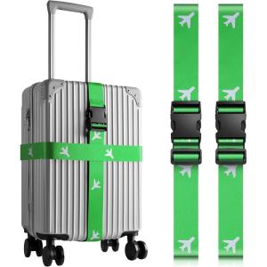 VULKIT 2 Pack Adjustable Luggage Straps, Heavy Duty Belts for Secure Luggage & Easy Identification, Travel Accessories Blue Marble(Neon Green)