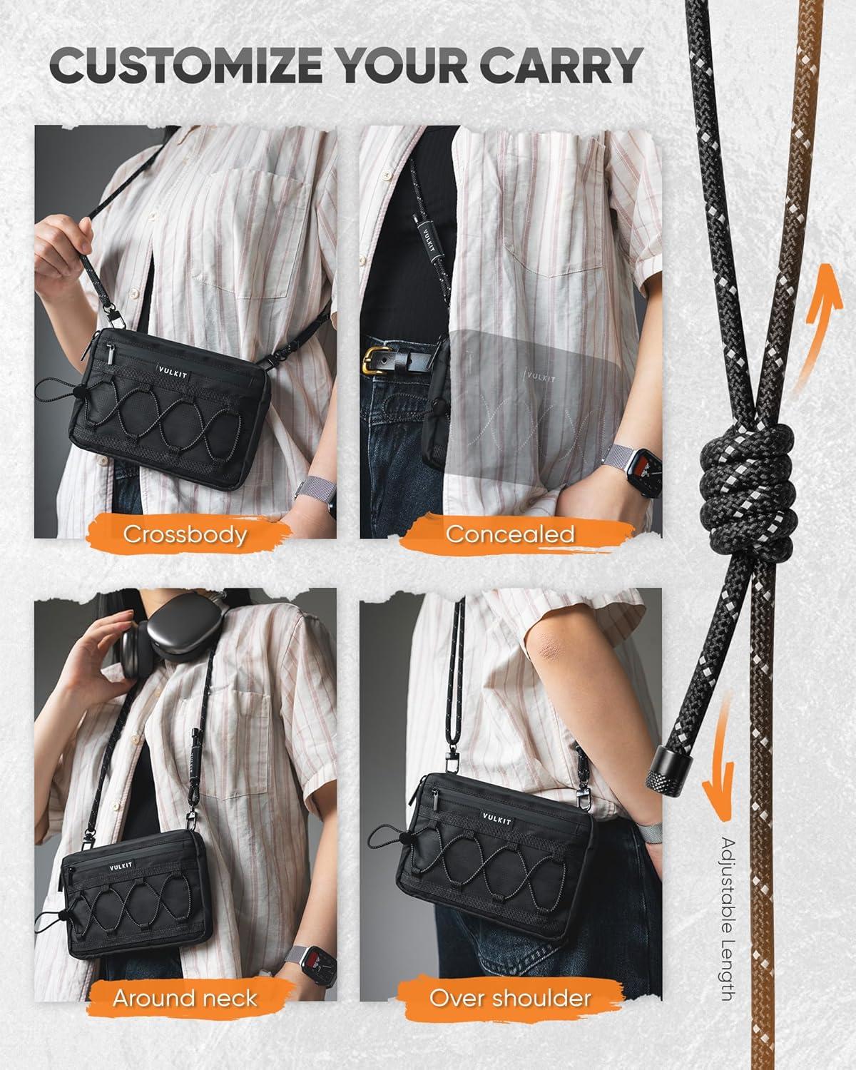 image:imageVULKIT Neck Wallet for Travel Nylon Passport Holder RFID Blocking with Adjustable Lanyard GreenBlack