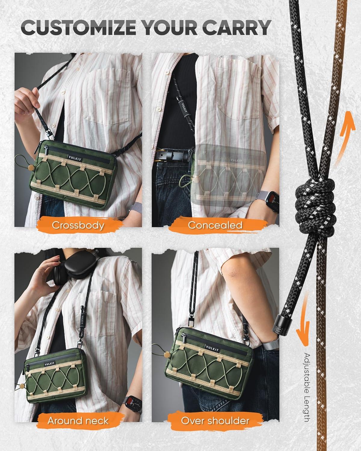 image:imageVULKIT Neck Wallet for Travel Nylon Passport Holder RFID Blocking with Adjustable Lanyard GreenGreen