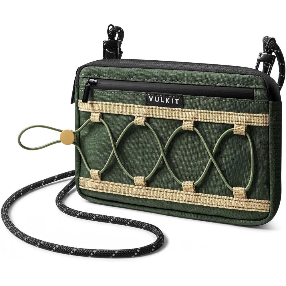 image:imageVULKIT Neck Wallet for Travel Nylon Passport Holder RFID Blocking with Adjustable Lanyard GreenGreen