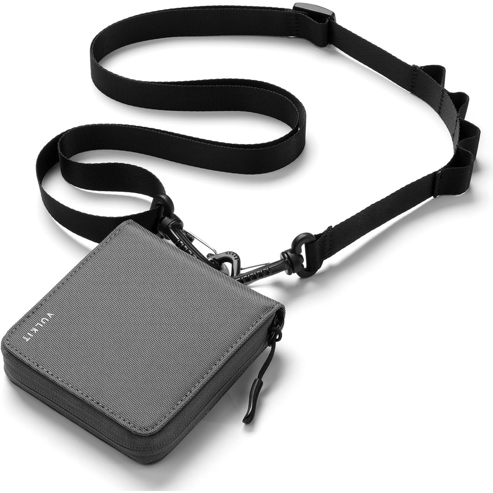 image:imageVULKIT Mens Lanyard Bifold Wallet Mens Credit Card Holder Waterproof Fabric RFID Blocking Wallet with Detachable Lanyard for Outdoor or Daily Traveling Navy BlueGrey