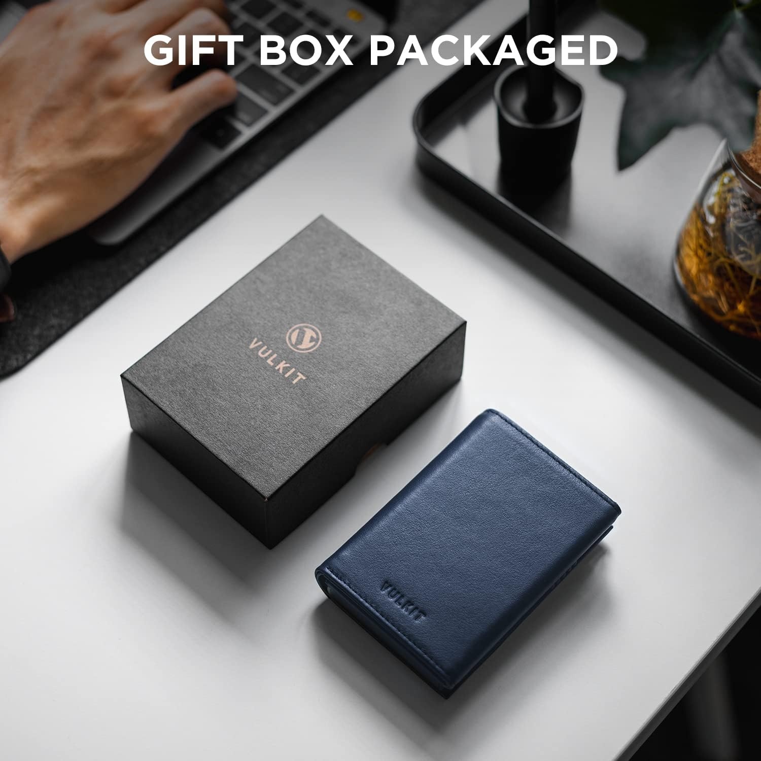 image:imageVULKIT Card Holder Wallet with Coin Pocket Magnetic Closure Pop Up Cards With ID Window Leather Wallet for Cash amp Credit Cards with Coin PocketTop Grain Cowhide Navy