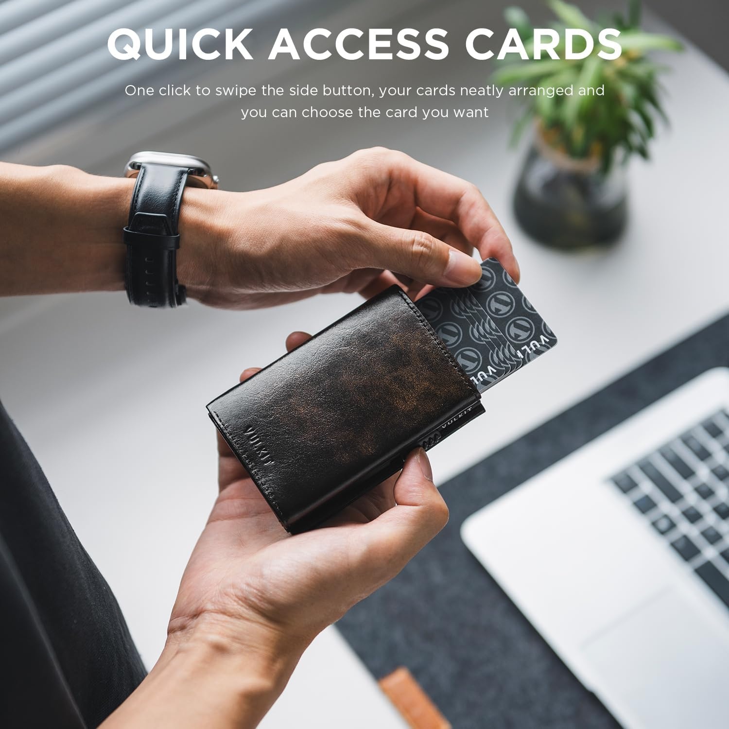 image:imageVULKIT Card Holder Wallet with Coin Pocket Magnetic Closure Pop Up Cards With ID Window Leather Wallet for Cash amp Credit Cards with Coin PocketVintage Style Mixed Espresso Golden