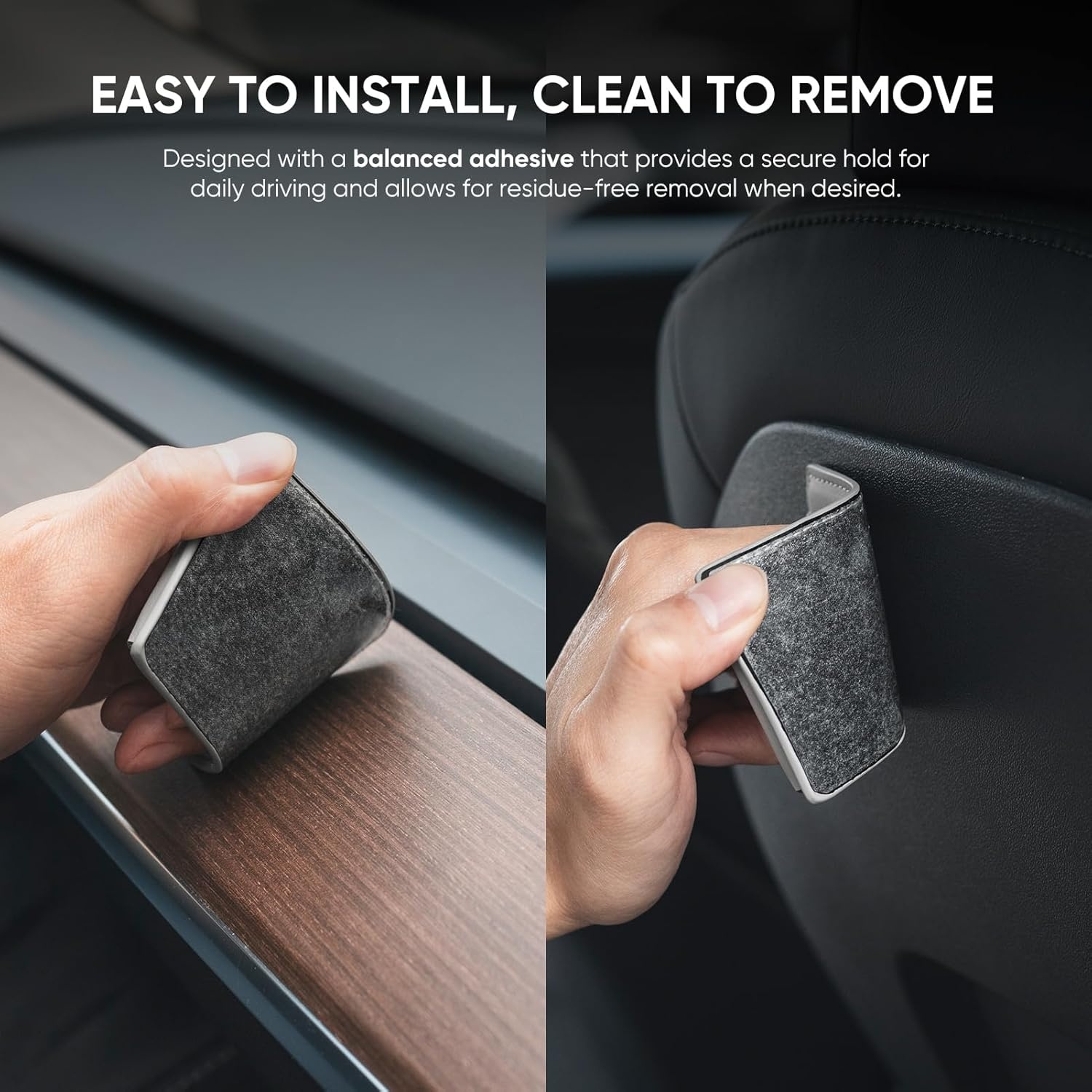 image:imageVULKIT Minimalist Leather Car Card Holder Carry 5 Cards from Drivers License Fuel to Loyalty amp Parking Cards with Adhesive Back for Door Window Console Nappa OrangeNappa Grey