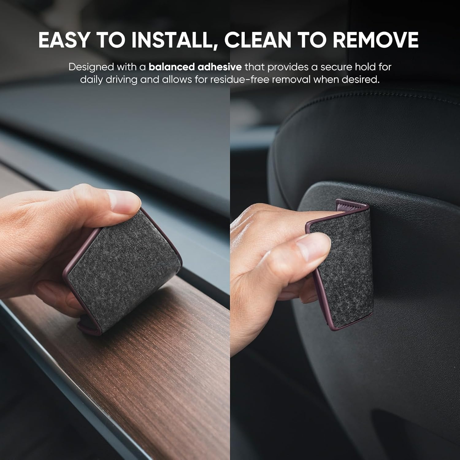 image:imageVULKIT Minimalist Leather Car Card Holder Carry 5 Cards from Drivers License Fuel to Loyalty amp Parking Cards with Adhesive Back for Door Window Console Nappa OrangeNappa Purple