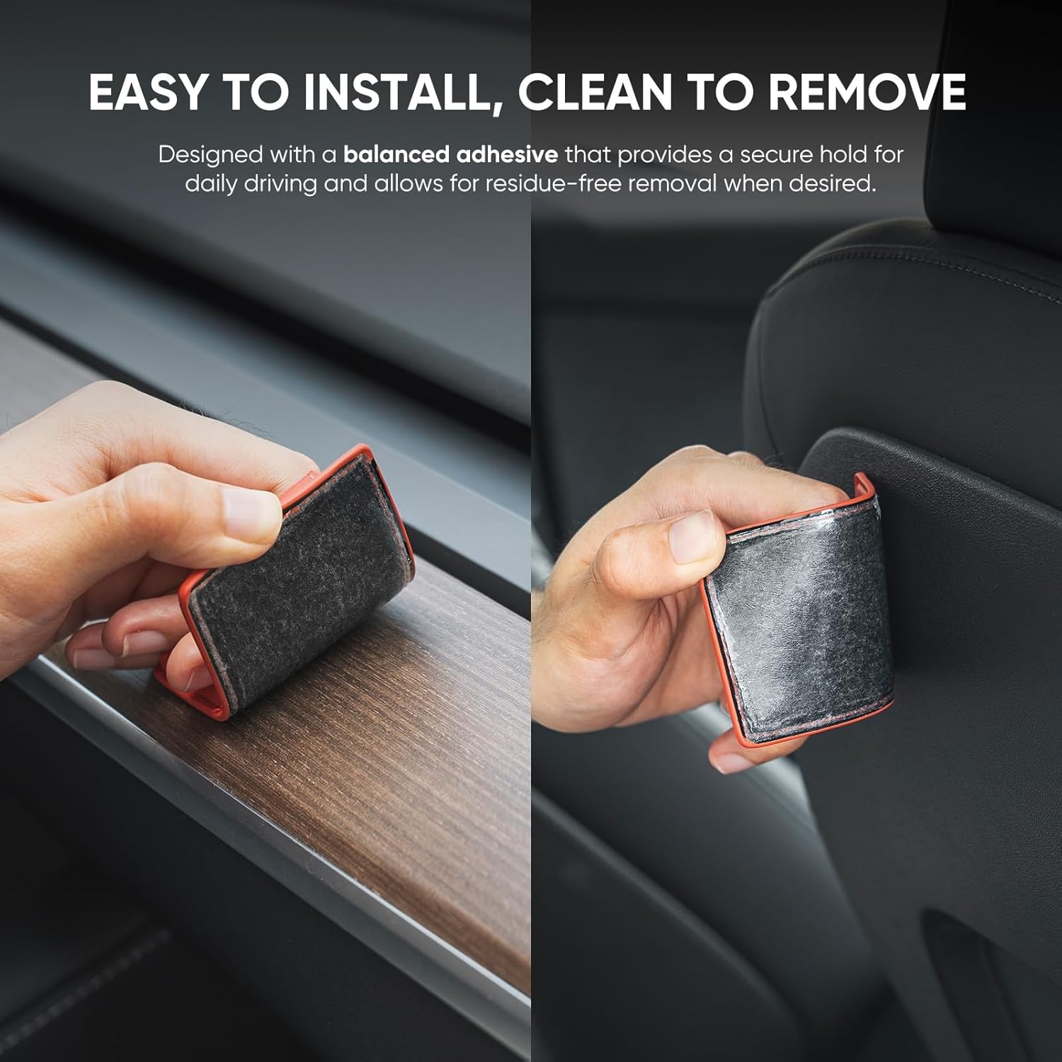 image:imageVULKIT Minimalist Leather Car Card Holder Carry 5 Cards from Drivers License Fuel to Loyalty amp Parking Cards with Adhesive Back for Door Window Console Nappa OrangeNappa Orange