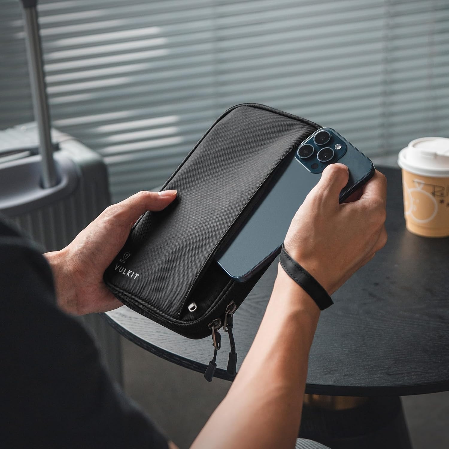image:imageVULKIT Passport Wallet Family Passport Holder RFID Blocking Travel Document Organizer with Wrist Strap Travel Wallet