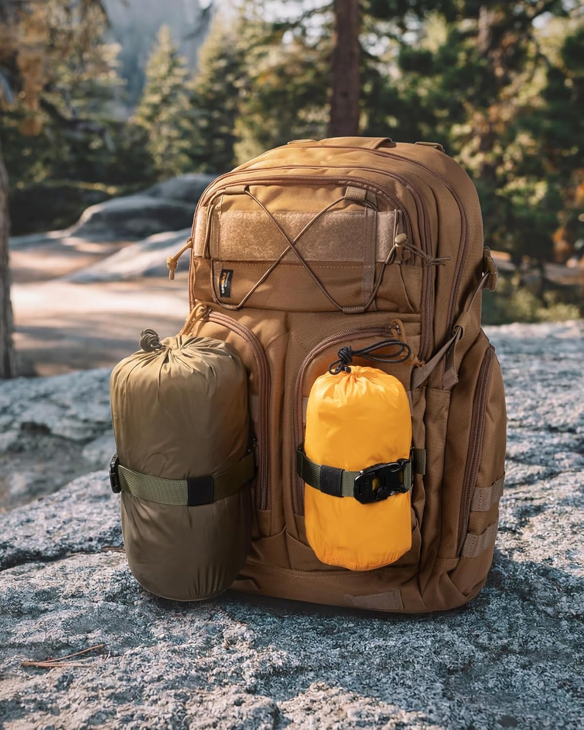 image:imageVULKIT Tactical Backpack Adjustable Straps Molle Accessories Fastening Strap with Buckle Clips Outdoor Compression Bundling Luggage StrapsGreen