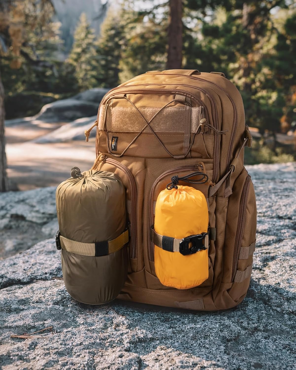 image:imageVULKIT Tactical Backpack Adjustable Straps Molle Accessories Fastening Strap with Buckle Clips Outdoor Compression Bundling Luggage StrapsKhaki
