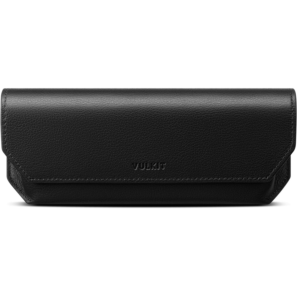 image:imageVULKIT Genuine Leather Glasses Case Magnetic Closure Sunglasses Case Eye Glasses Cases for Men amp Women Spectacle CasesClassic Black