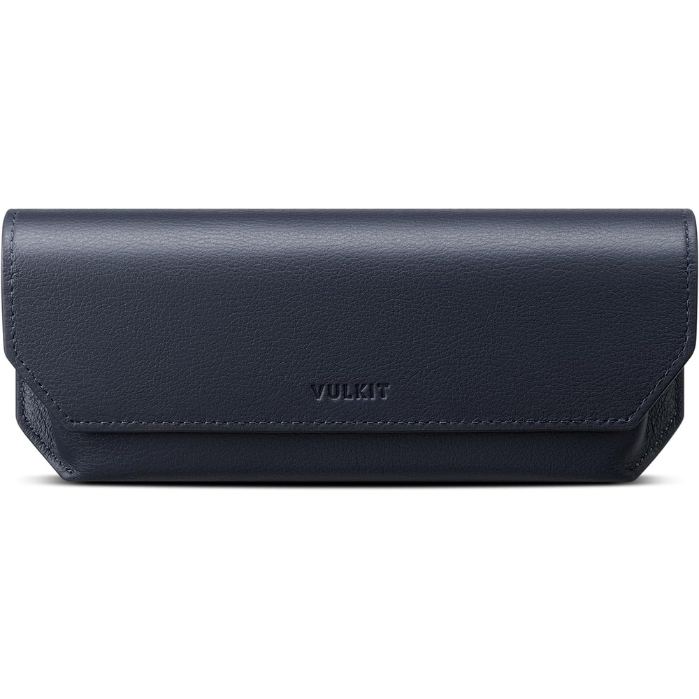 image:imageVULKIT Genuine Leather Glasses Case Magnetic Closure Sunglasses Case Eye Glasses Cases for Men amp Women Spectacle CasesMidnight Navy