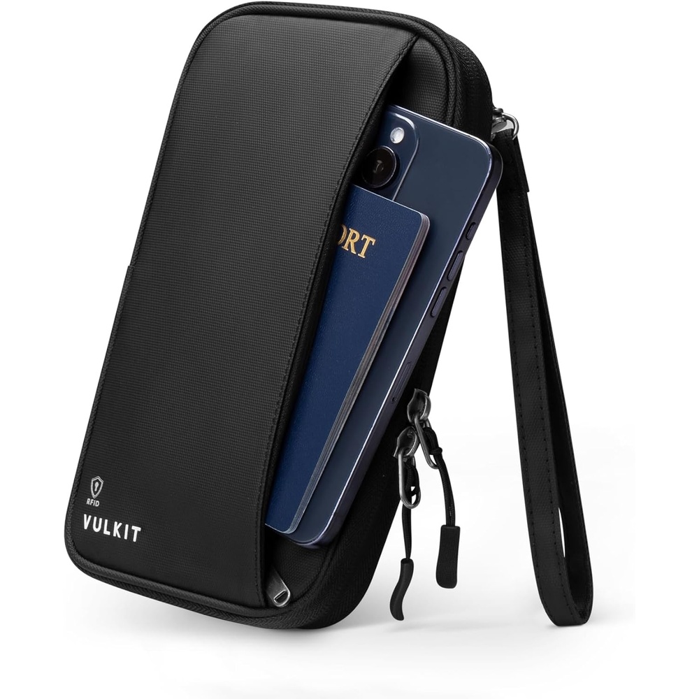 image:imageVULKIT Passport Wallet Family Passport Holder RFID Blocking Travel Document Organizer with Wrist Strap Travel Wallet