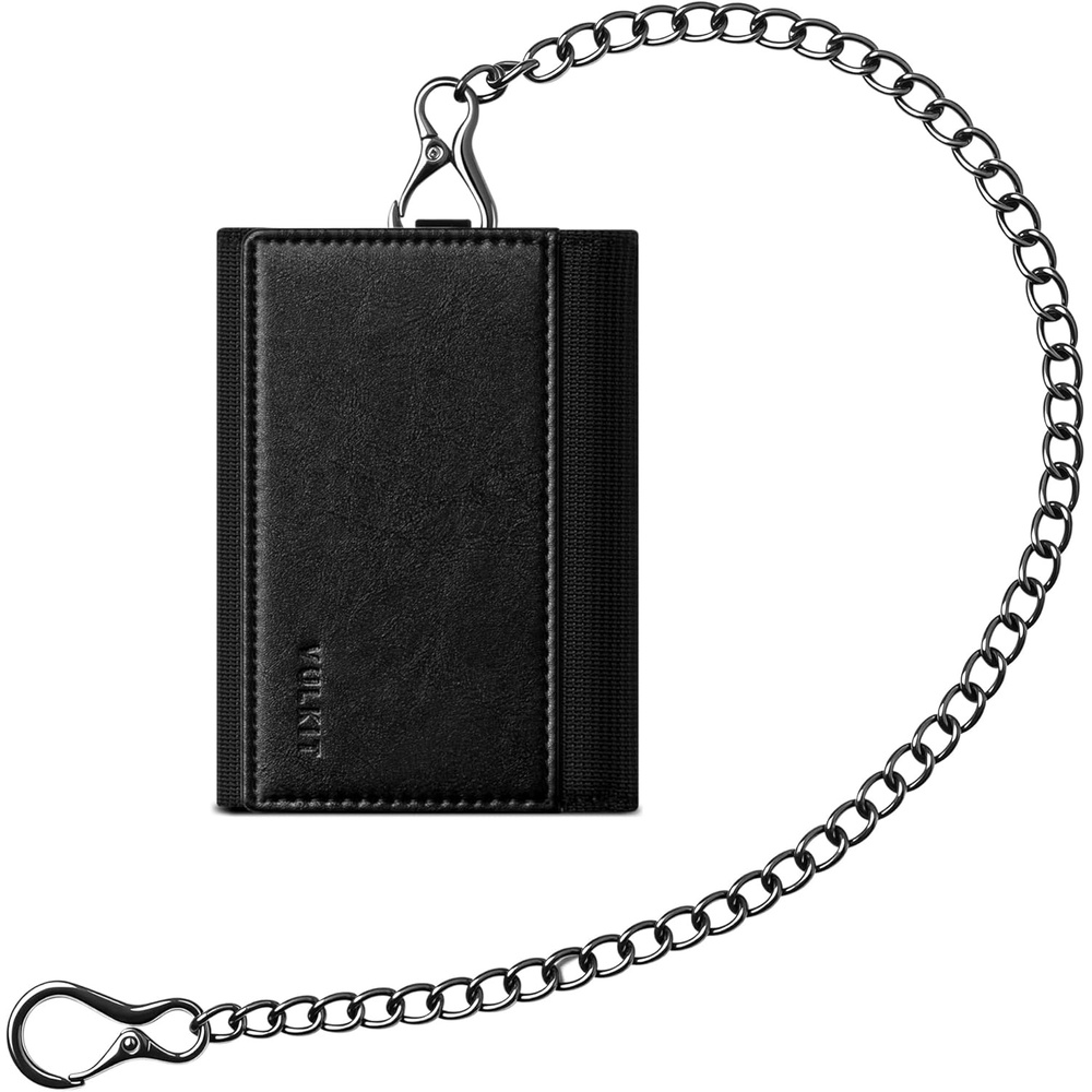 image:imageVULKIT Wallet for Men with Chain Anti Theft Wallet RFID Blocking Trifold Wallet Sleek DesignBlack