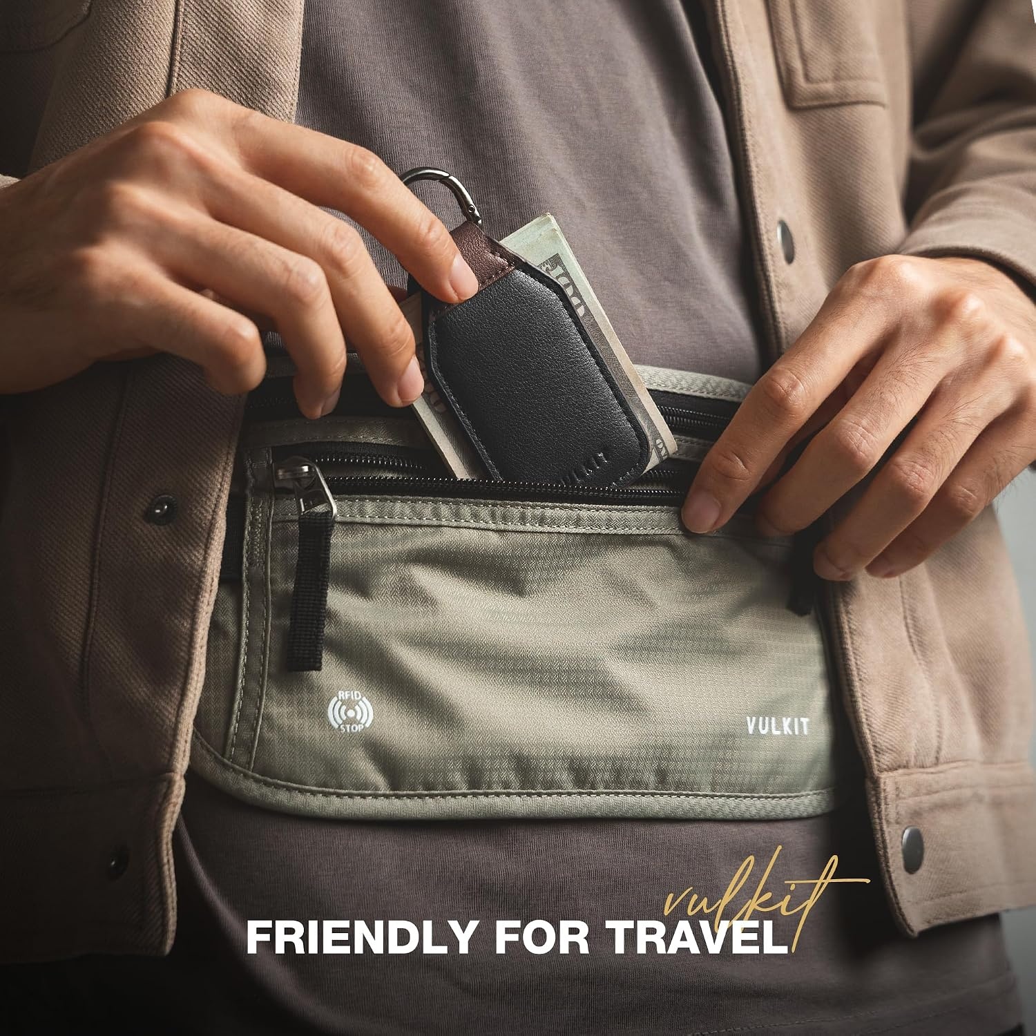 image:imageVULKIT Magnetic Money Clip With Key Ring Leather Cash Clip Holds Up to 16 BillsBlack