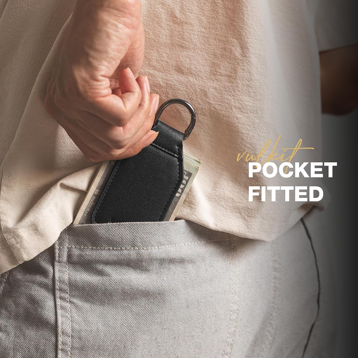 image:imageVULKIT Magnetic Money Clip With Key Ring Leather Cash Clip Holds Up to 16 BillsBlack