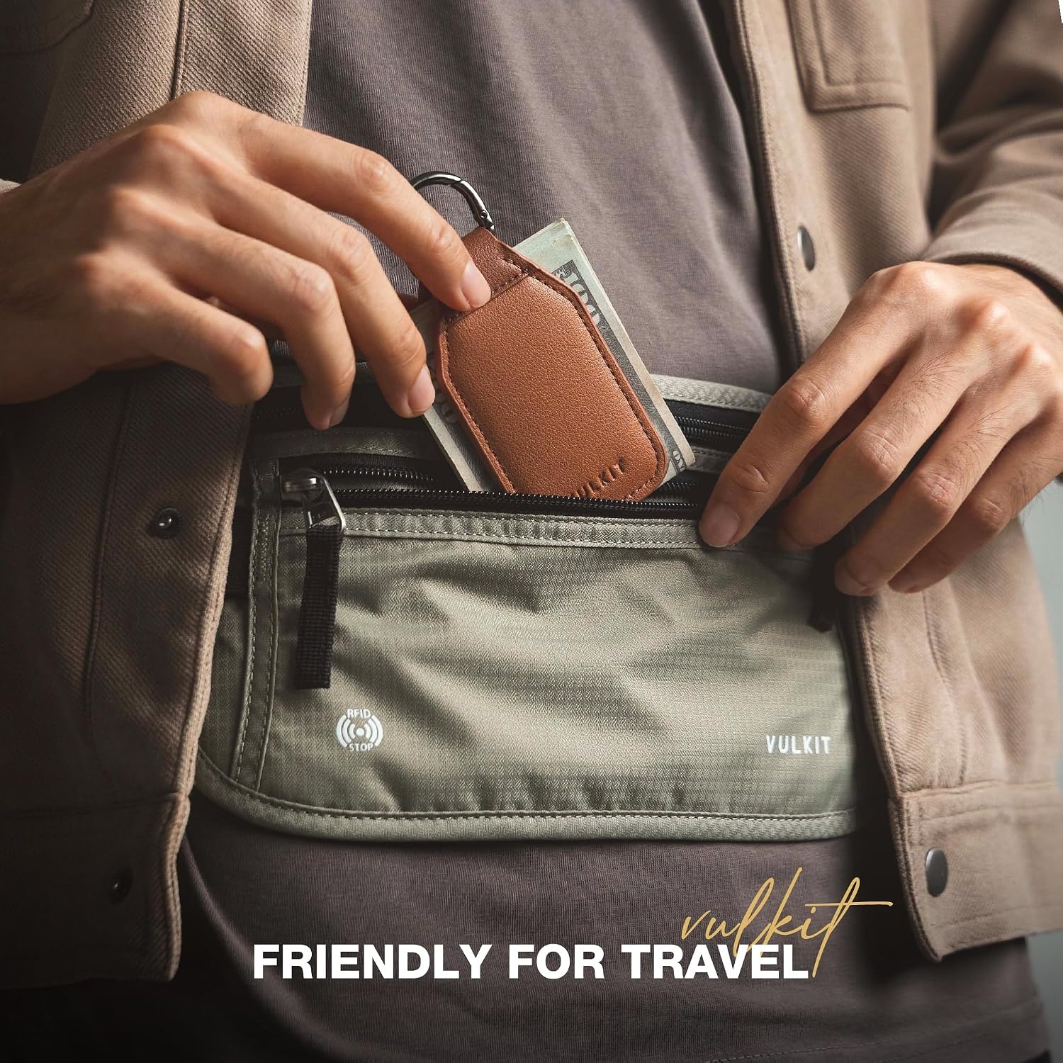 image:imageVULKIT Magnetic Money Clip With Key Ring Leather Cash Clip Holds Up to 16 BillsBrown