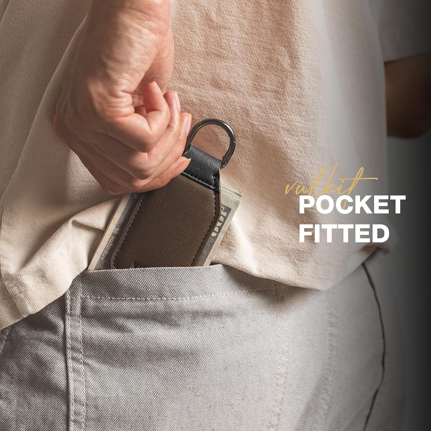 image:imageVULKIT Magnetic Money Clip With Key Ring Leather Cash Clip Holds Up to 16 BillsEspresso