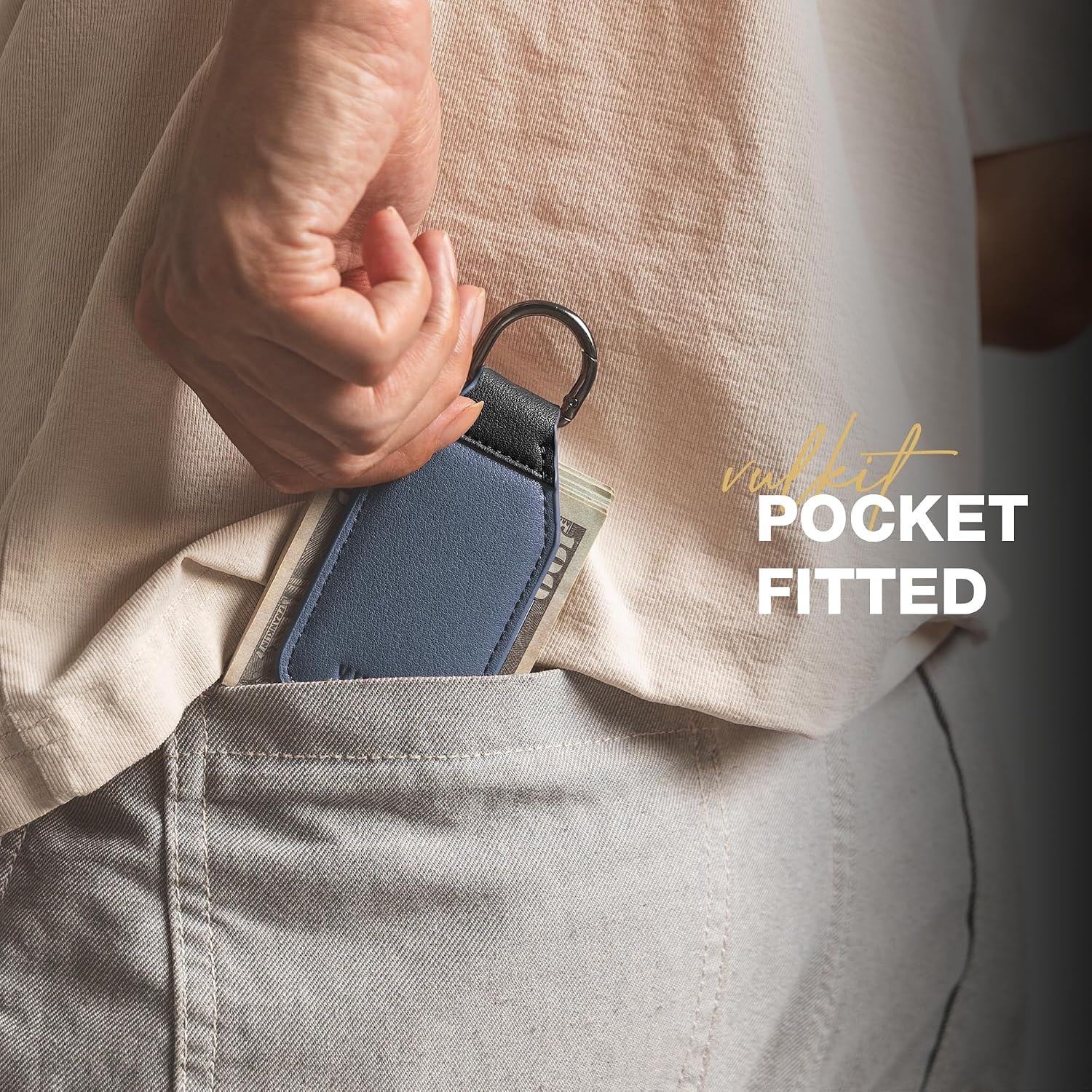 image:imageVULKIT Magnetic Money Clip With Key Ring Leather Cash Clip Holds Up to 16 BillsNavy Blue