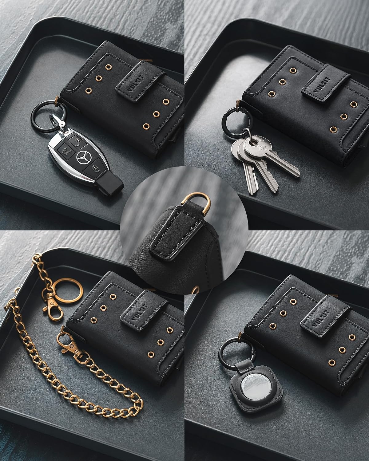 image:imageVULKIT Mens Wallet RFID Protected with POP UP Credit Card Ejector Case ID Window Zipper Pocket for Coins and Compartment for BillsBanknotes Carbon BlackMatt Black