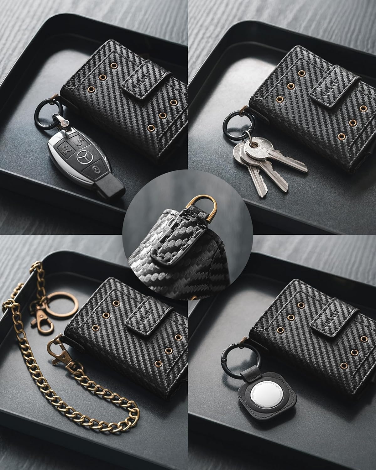 image:imageVULKIT Mens Wallet RFID Protected with POP UP Credit Card Ejector Case ID Window Zipper Pocket for Coins and Compartment for BillsBanknotes Carbon BlackCarbon Black