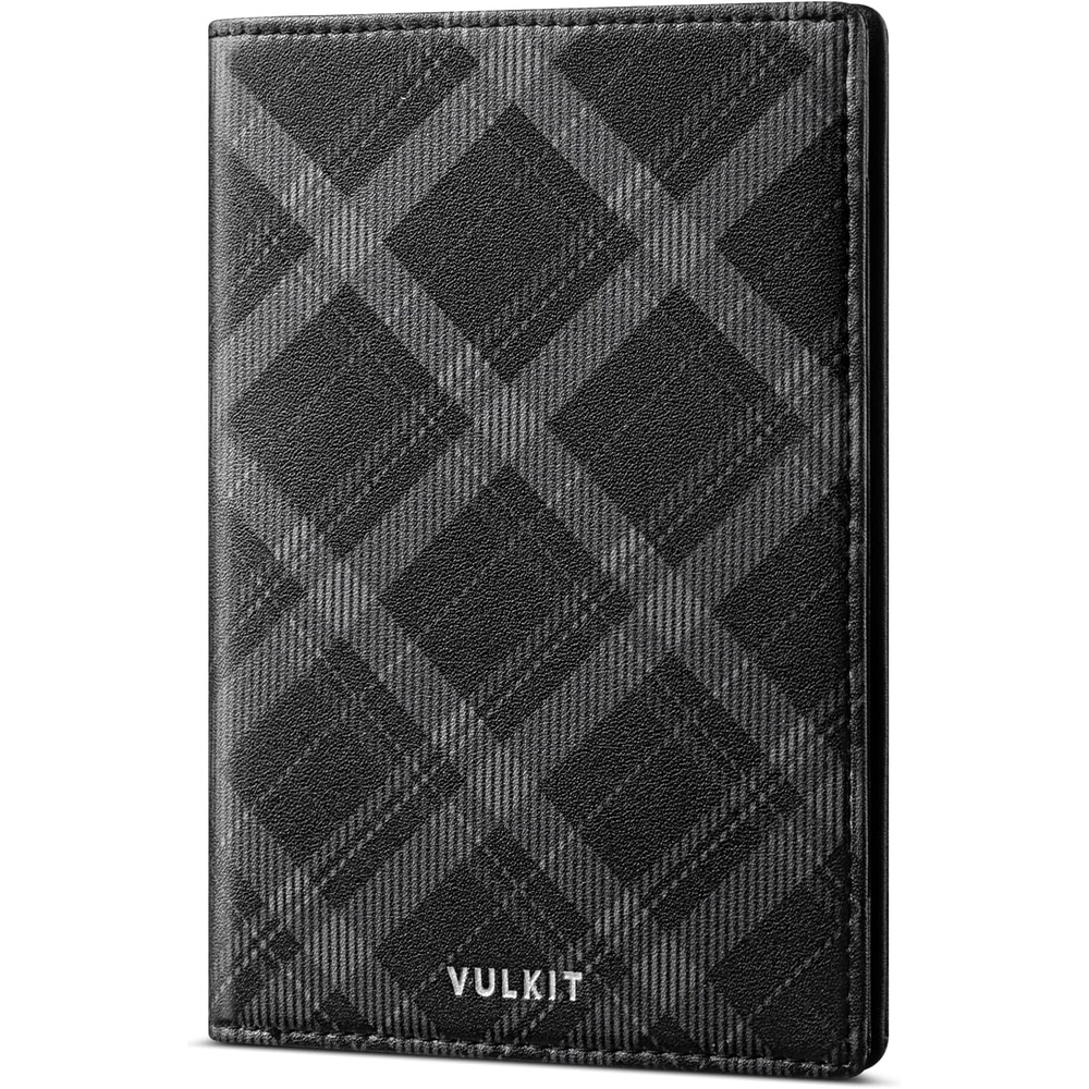 image:imageVULKIT Cute Passport Cover for Women RFID Blocking Slim Passport Book Holder Leather Travel Passport Wallet with Magnetic Closure OrangeBlack