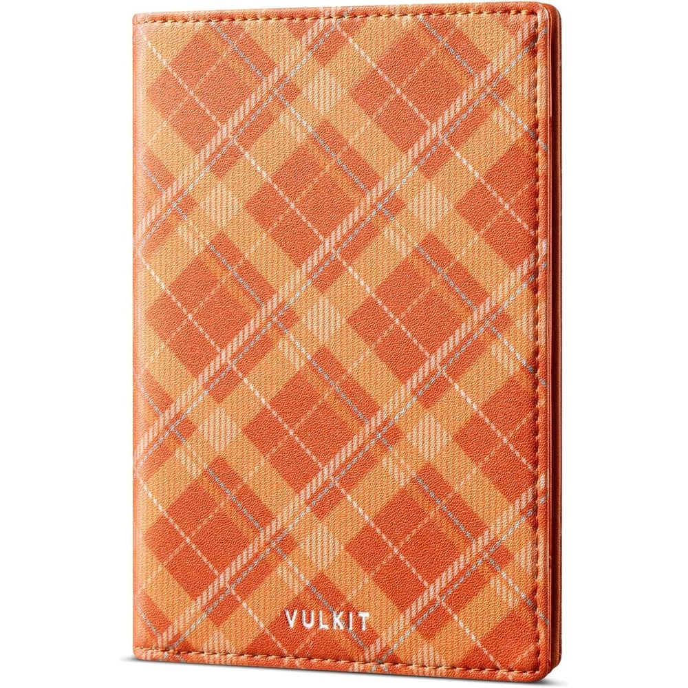 image:imageVULKIT Cute Passport Cover for Women RFID Blocking Slim Passport Book Holder Leather Travel Passport Wallet with Magnetic Closure OrangeOrange