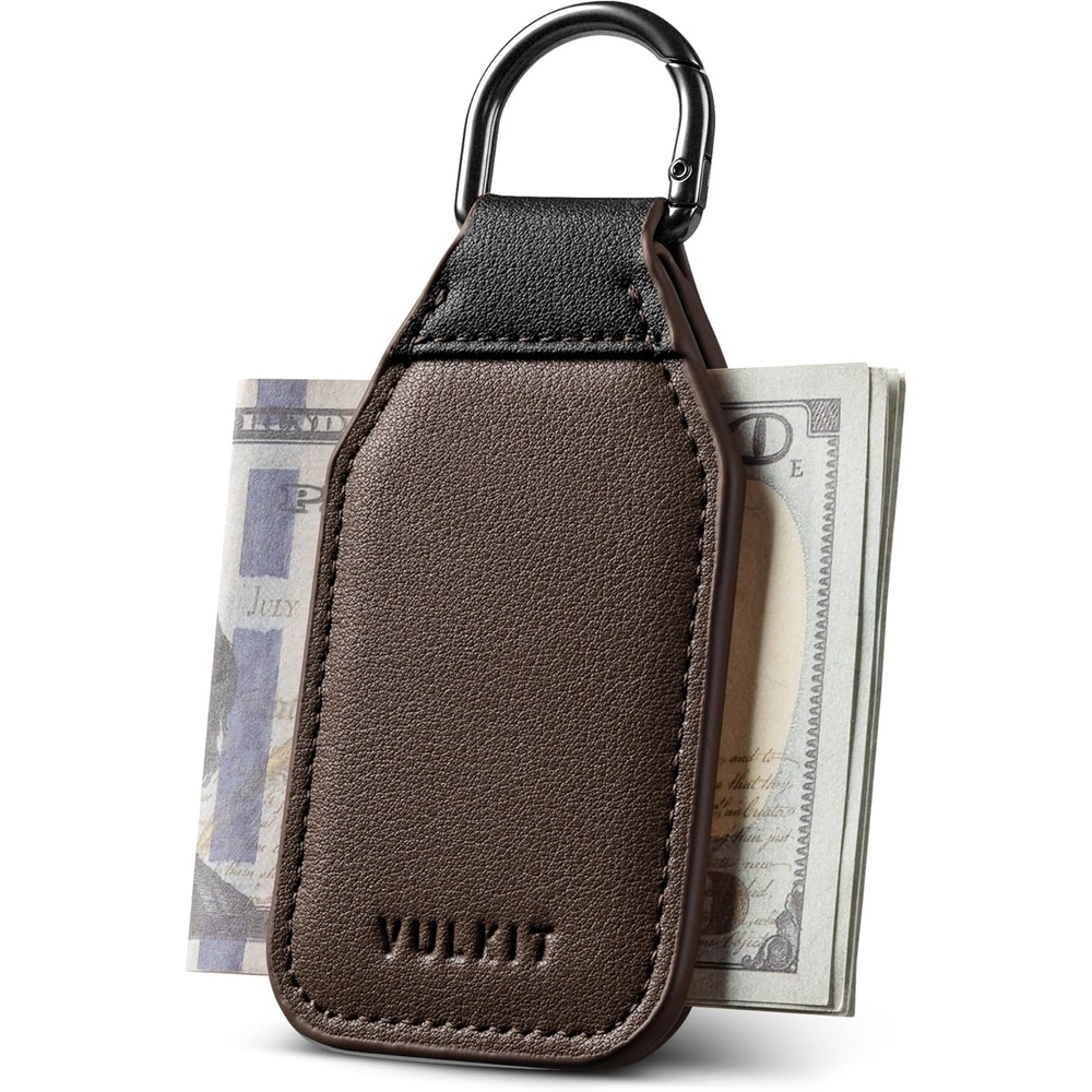 image:imageVULKIT Magnetic Money Clip With Key Ring Leather Cash Clip Holds Up to 16 BillsEspresso