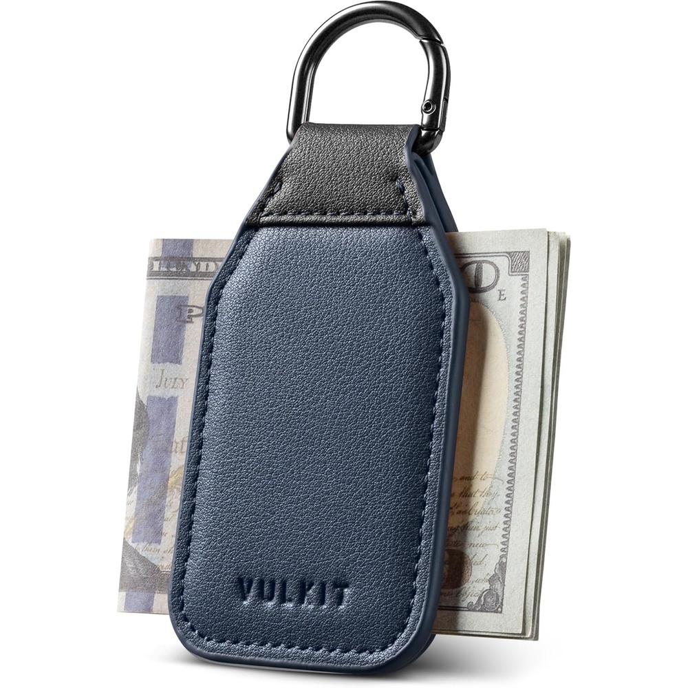 image:imageVULKIT Magnetic Money Clip With Key Ring Leather Cash Clip Holds Up to 16 BillsNavy Blue