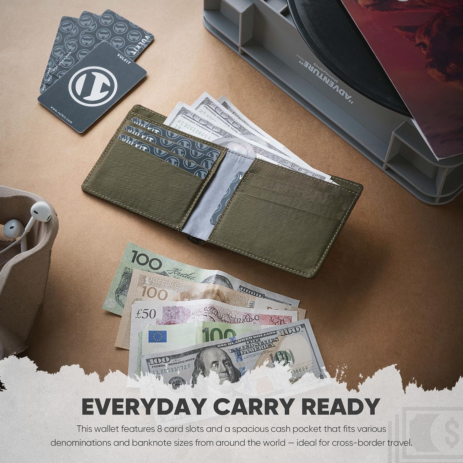 image:imageVULKIT Lite Wallet RFID Blocking Bifold Wallets Minimalist Waterrepellent amp WearresistantArmy Green