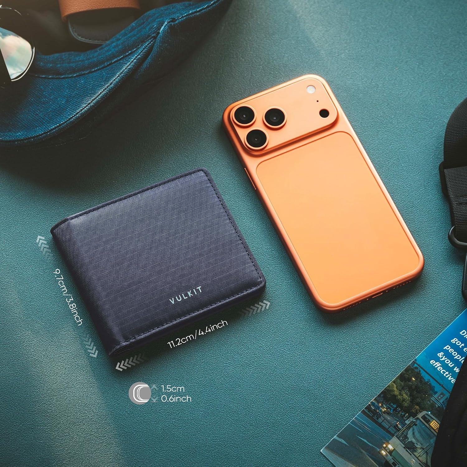 image:imageVULKIT Lite Wallet RFID Blocking Bifold Wallets Minimalist Waterrepellent amp WearresistantNavy Blue