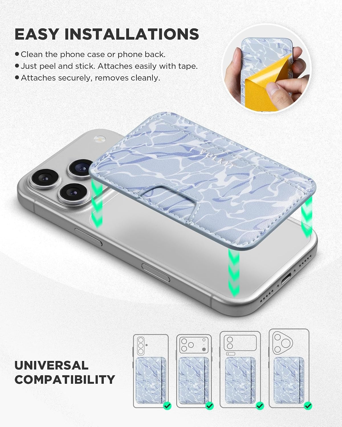 image:imageVULKIT Phone Wallet Stick On Credit Card Holder for Phone Case Slim Strong SelfAdhesive StickOn Card Holder Wallet for iPhone amp Android Compatible with Most Cell PhonesCelestial Wave