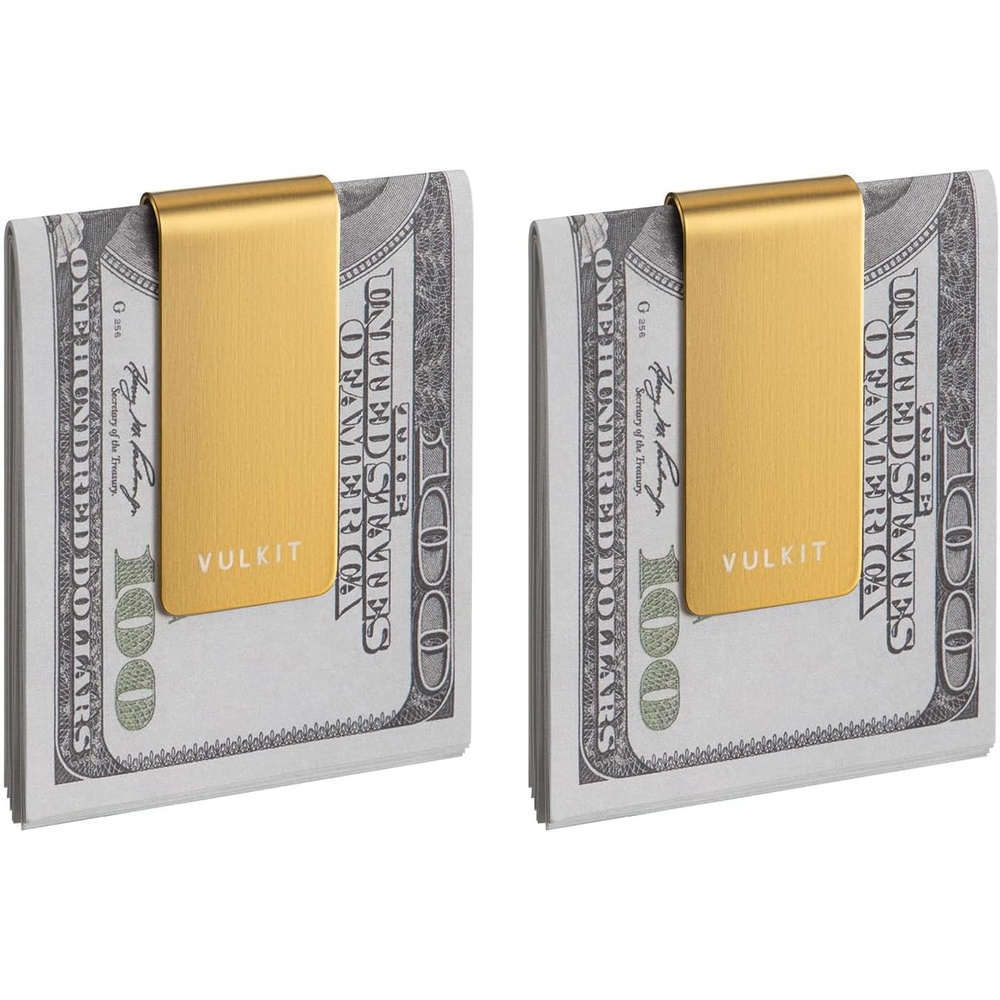 image:imageVULKIT Money Clip Stainless Steel Cash Holder EDC Accessories Mens Money ClipsGolden2pcs