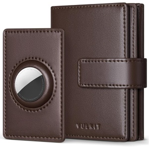 VULKIT Mens Leather Trifold Wallet RFID Blocking with Airtag Card Case, Double ID Window, Magnetic Closure, Giftbox Packed, Coffee Brown(Coffee Brown)