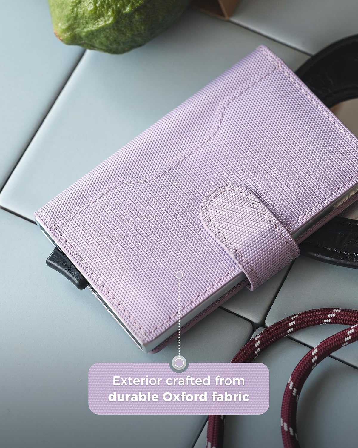 image:imageVULKIT Slim Bifold Pop up Wallet Minimalist Leather Card Holder RFID Blocking Metal Card Case with ID Window for Women with Leather SlotsLavender