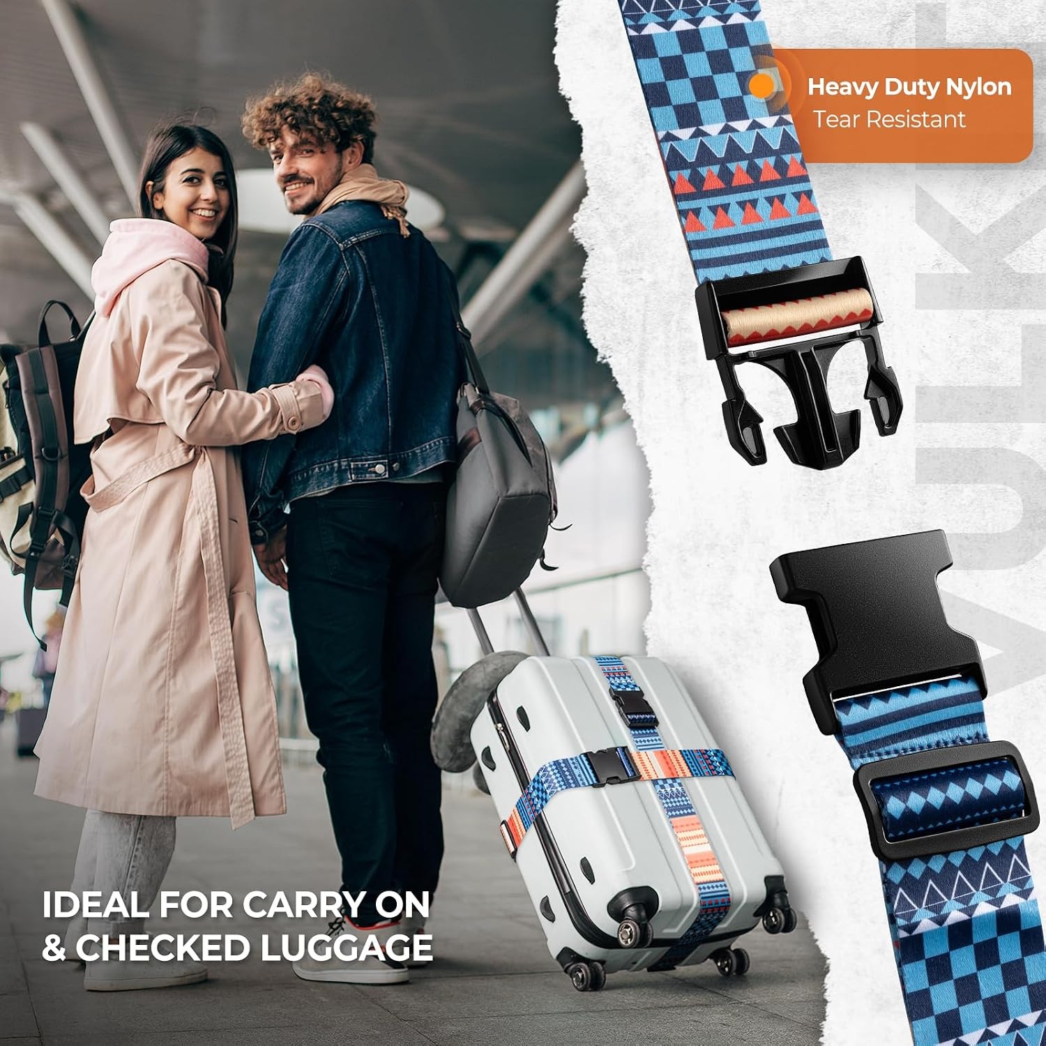 image:imageVULKIT 2 Pack Adjustable Luggage Straps Heavy Duty Belts for Secure Luggage amp Easy Identification Travel Accessories ColorfulColorful