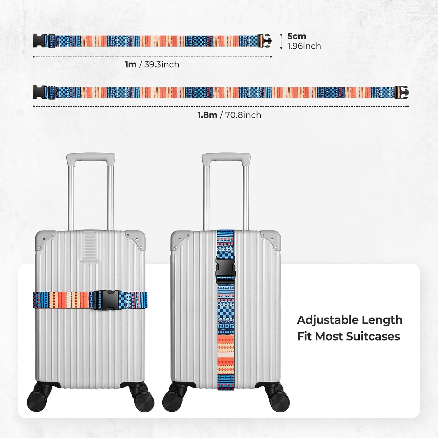 image:imageVULKIT 2 Pack Adjustable Luggage Straps Heavy Duty Belts for Secure Luggage amp Easy Identification Travel Accessories ColorfulColorful