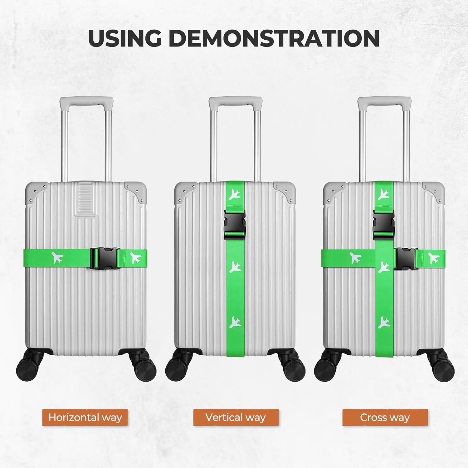 image:imageVULKIT 2 Pack Adjustable Luggage Straps Heavy Duty Belts for Secure Luggage amp Easy Identification Travel Accessories ColorfulNeon Green