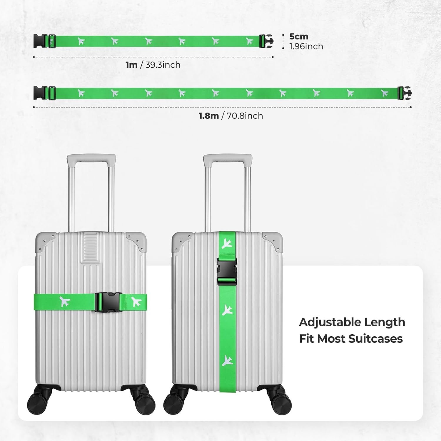image:imageVULKIT 2 Pack Adjustable Luggage Straps Heavy Duty Belts for Secure Luggage amp Easy Identification Travel Accessories ColorfulNeon Green